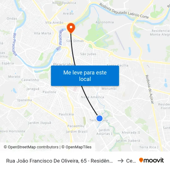 Rua João Francisco De Oliveira, 65 - Residência, Nº 65 to Cena map