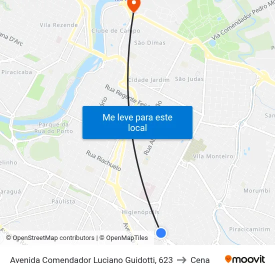 Avenida Comendador Luciano Guidotti, 623 to Cena map