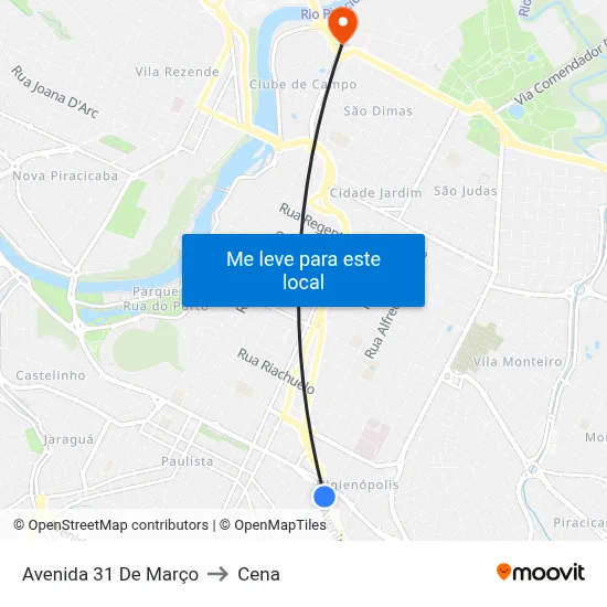 Avenida 31 De Março to Cena map