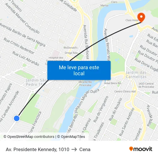 Av. Presidente Kennedy, 1010 to Cena map
