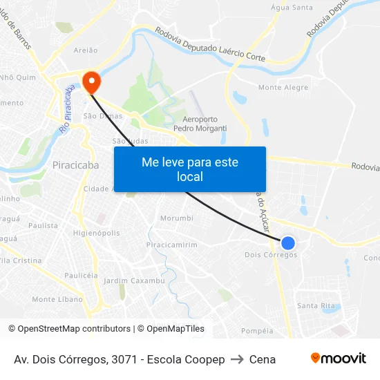 Av. Dois Córregos, 3071 - Escola Coopep to Cena map