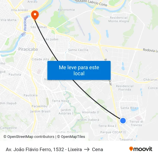 Av. João Flávio Ferro, 1532 - Lixeira to Cena map