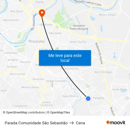 Parada Comunidade São Sebastião to Cena map