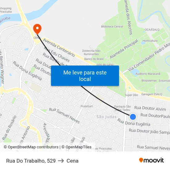 Rua Do Trabalho, 529 to Cena map