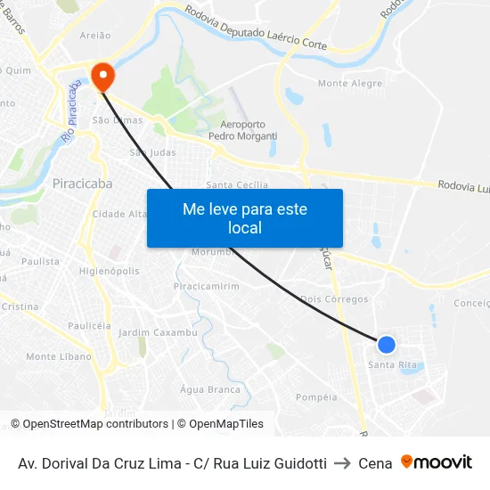 Av. Dorival Da Cruz Lima - C/ Rua Luiz Guidotti to Cena map