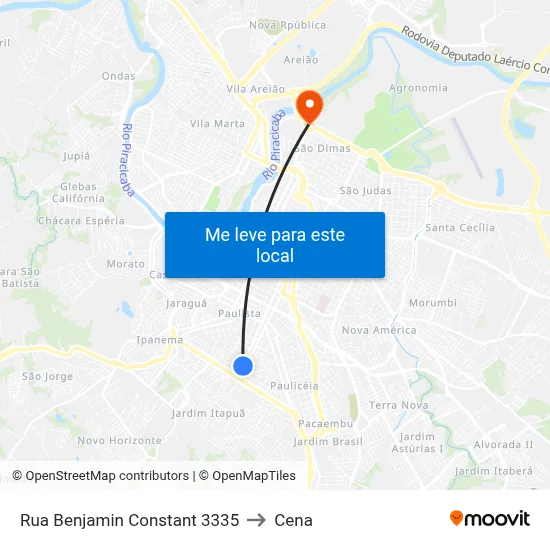 Rua Benjamin Constant 3335 to Cena map