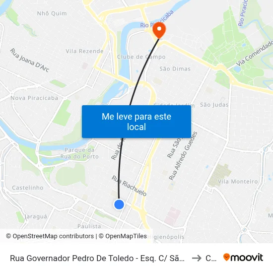 Rua Governador Pedro De Toledo - Esq. C/ São Francisco De Assis to Cena map