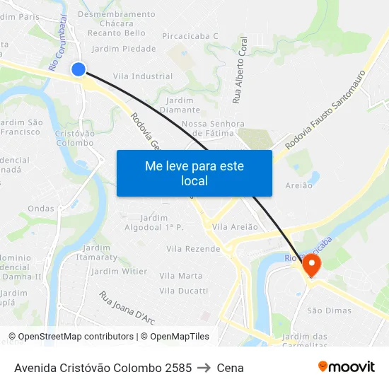 Avenida Cristóvão Colombo 2585 to Cena map