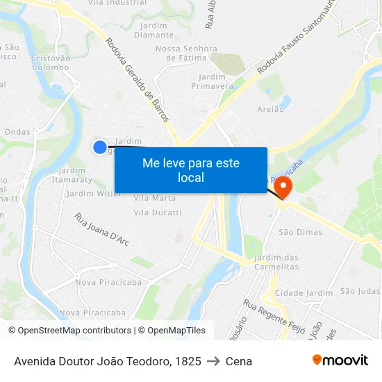 Avenida Doutor João Teodoro, 1825 to Cena map