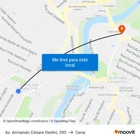 Av. Armando Césare Dedini, 395 to Cena map