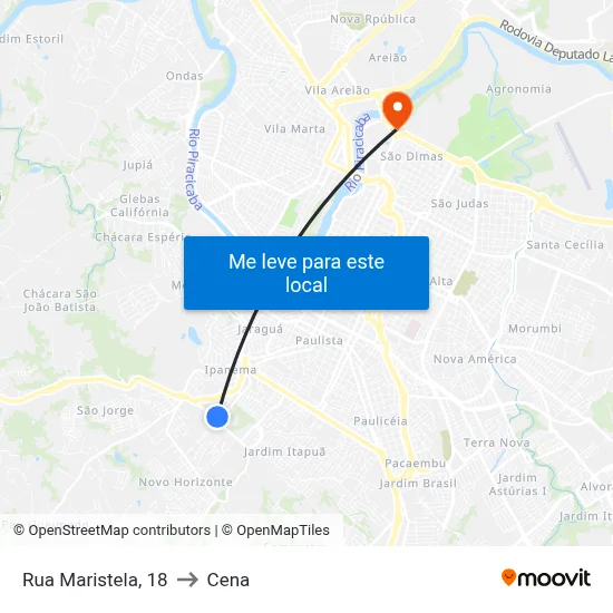 Rua Maristela, 18 to Cena map