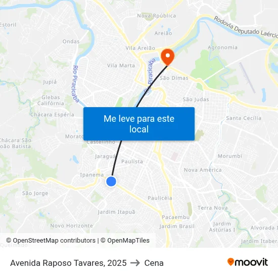 Avenida Raposo Tavares, 2025 to Cena map