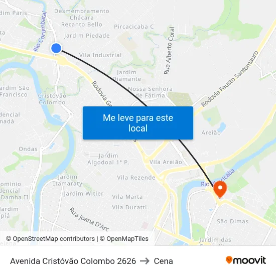 Avenida Cristóvão Colombo 2626 to Cena map