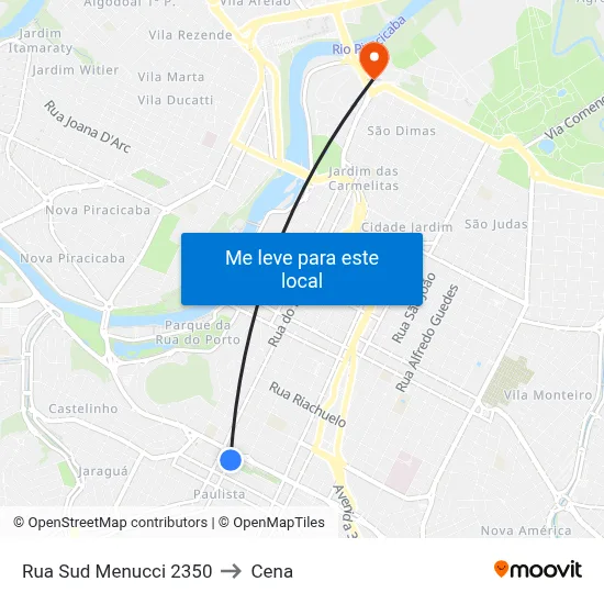 Rua Sud Menucci 2350 to Cena map