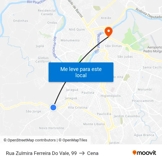Rua Zulmira Ferreira Do Vale, 99 to Cena map