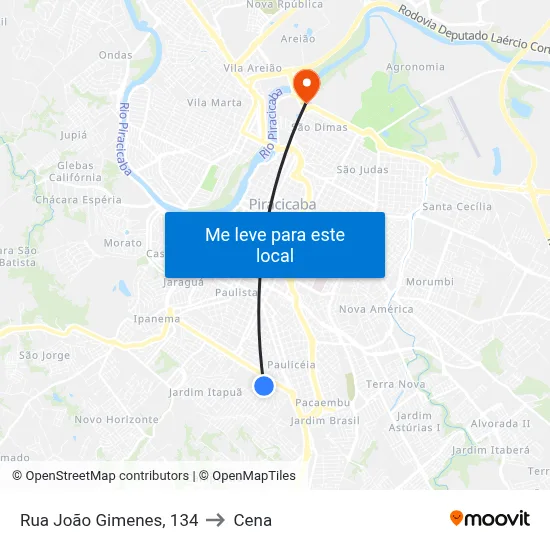 Rua João Gimenes, 134 to Cena map
