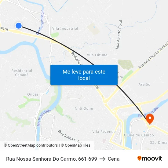 Rua Nossa Senhora Do Carmo, 661-699 to Cena map
