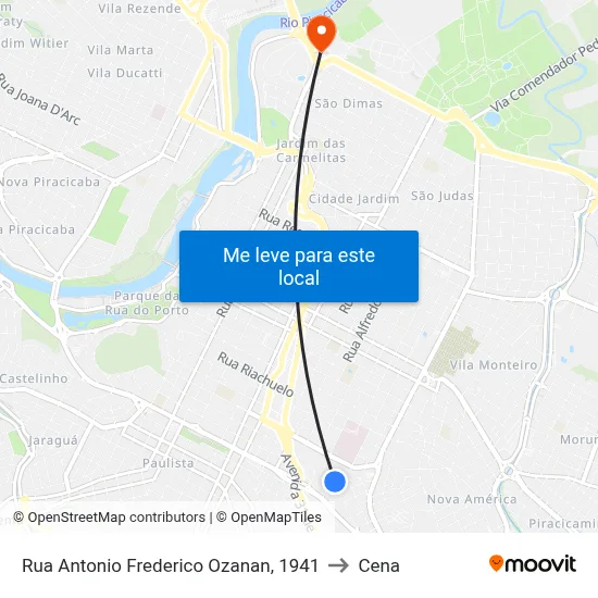 Rua Antonio Frederico Ozanan, 1941 to Cena map