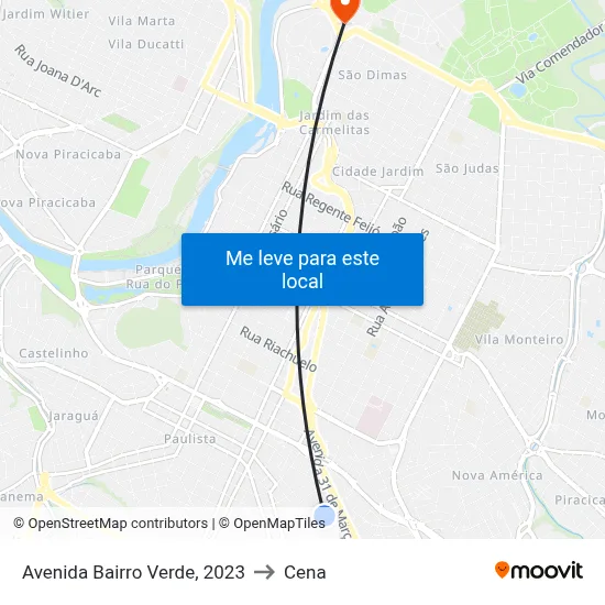 Avenida Bairro Verde, 2023 to Cena map