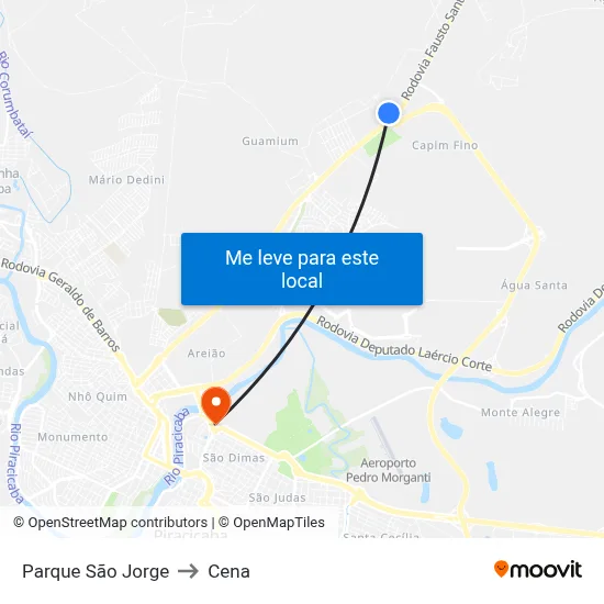 Parque São Jorge to Cena map