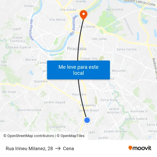 Rua Irineu Milanez, 28 to Cena map