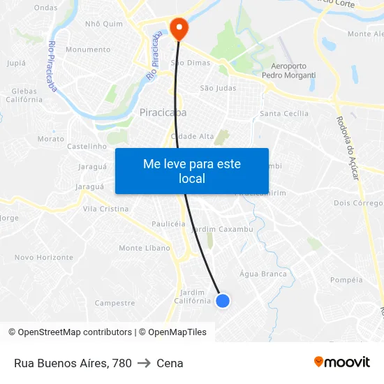 Rua Buenos Aíres, 780 to Cena map