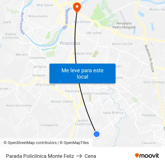 Parada Policlínica Monte Feliz to Cena map