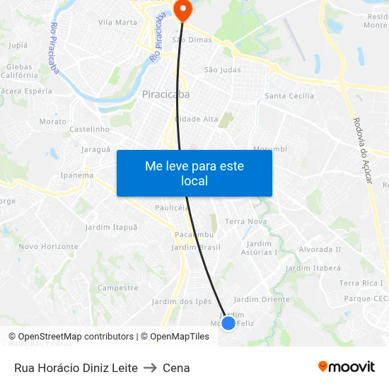 Rua Horácio Diniz Leite to Cena map