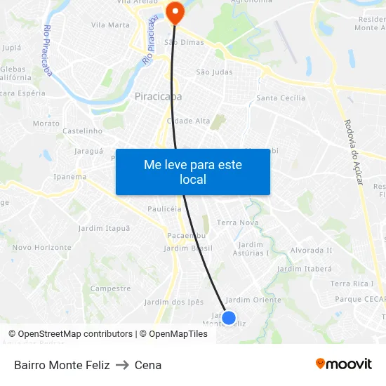 Bairro Monte Feliz to Cena map