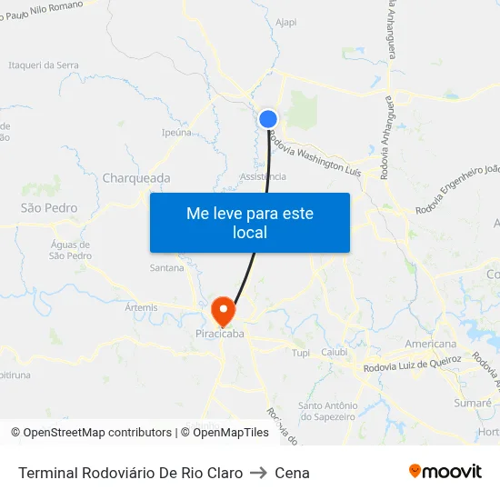 Terminal Rodoviário De Rio Claro to Cena map
