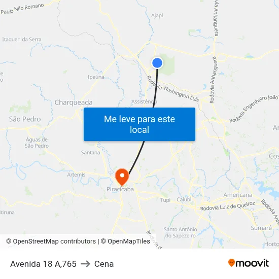 Avenida 18 A,765 to Cena map