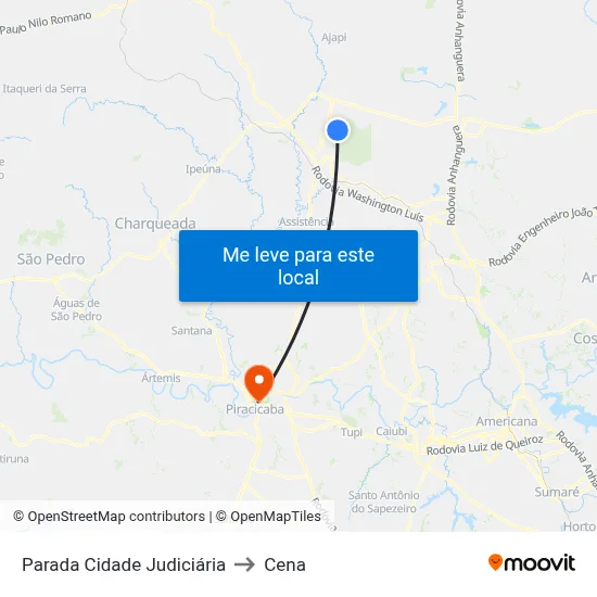 Parada Cidade Judiciária to Cena map