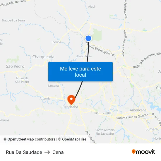 Rua Da Saudade to Cena map
