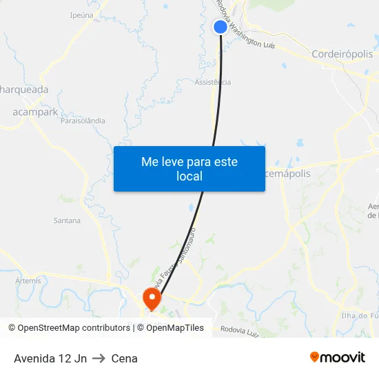 Avenida 12 Jn to Cena map