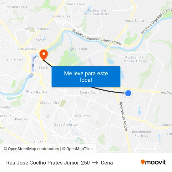 Rua José Coelho Prates Junior, 250 to Cena map