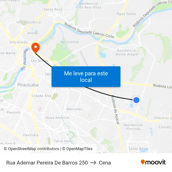Rua Ademar Pereira De Barros 250 to Cena map