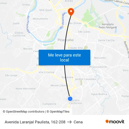 Avenida Laranjal Paulista, 162-208 to Cena map