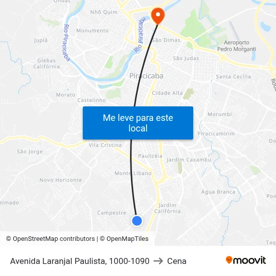 Avenida Laranjal Paulista, 1000-1090 to Cena map