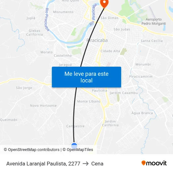 Avenida Laranjal Paulista, 2277 to Cena map