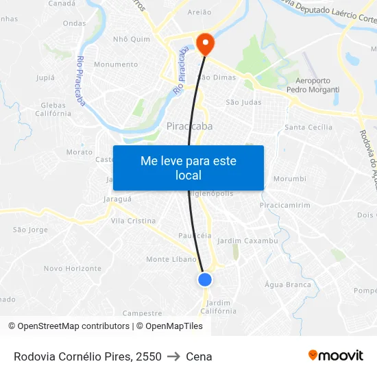 Rodovia Cornélio Pires, 2550 to Cena map