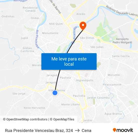 Rua Presidente Venceslau Braz, 324 to Cena map