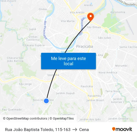 Rua João Baptista Toledo, 115-163 to Cena map