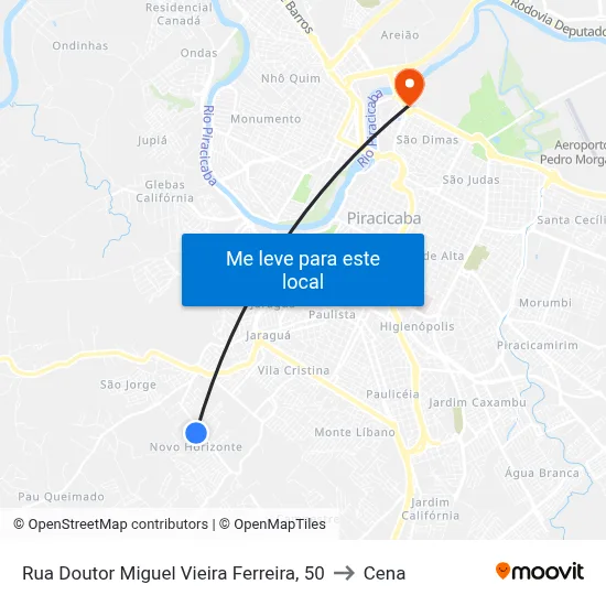 Rua Doutor Miguel Vieira Ferreira, 50 to Cena map