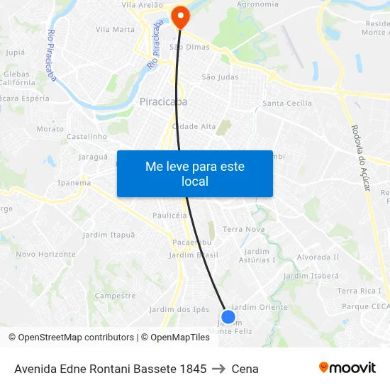 Avenida Edne Rontani Bassete 1845 to Cena map