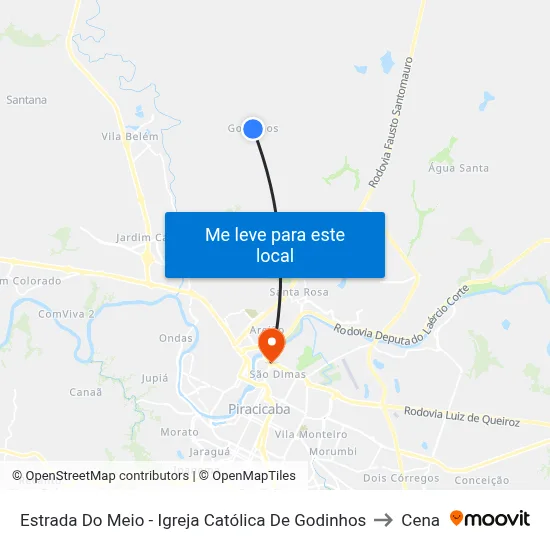 Estrada Do Meio - Igreja Católica De Godinhos to Cena map
