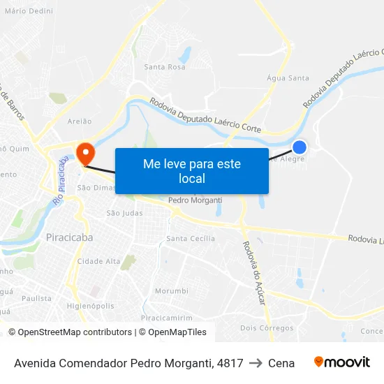 Avenida Comendador Pedro Morganti, 4817 to Cena map