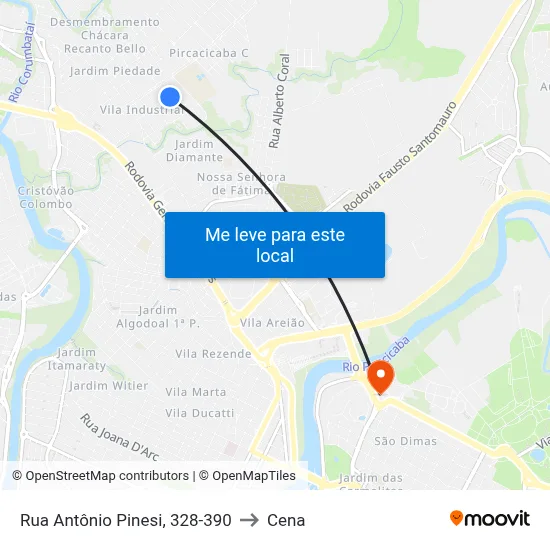 Rua Antônio Pinesi, 328-390 to Cena map