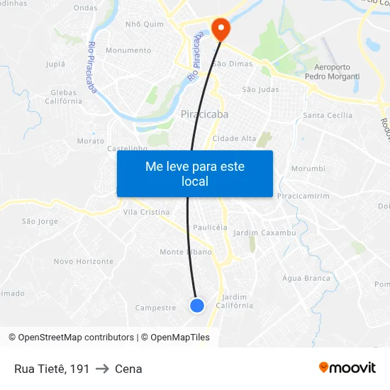 Rua Tietê, 191 to Cena map