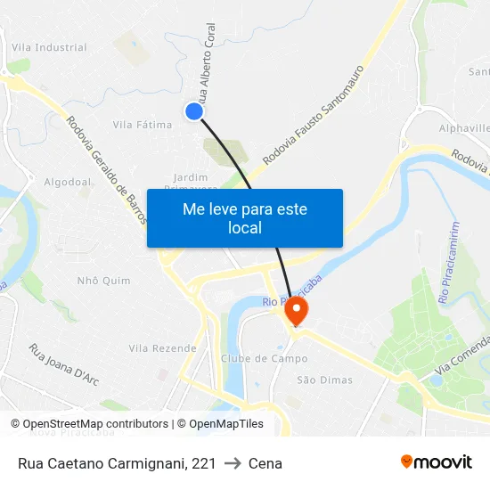 Rua Caetano Carmignani, 221 to Cena map