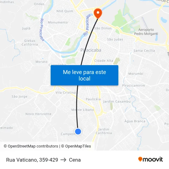 Rua Vaticano, 359-429 to Cena map